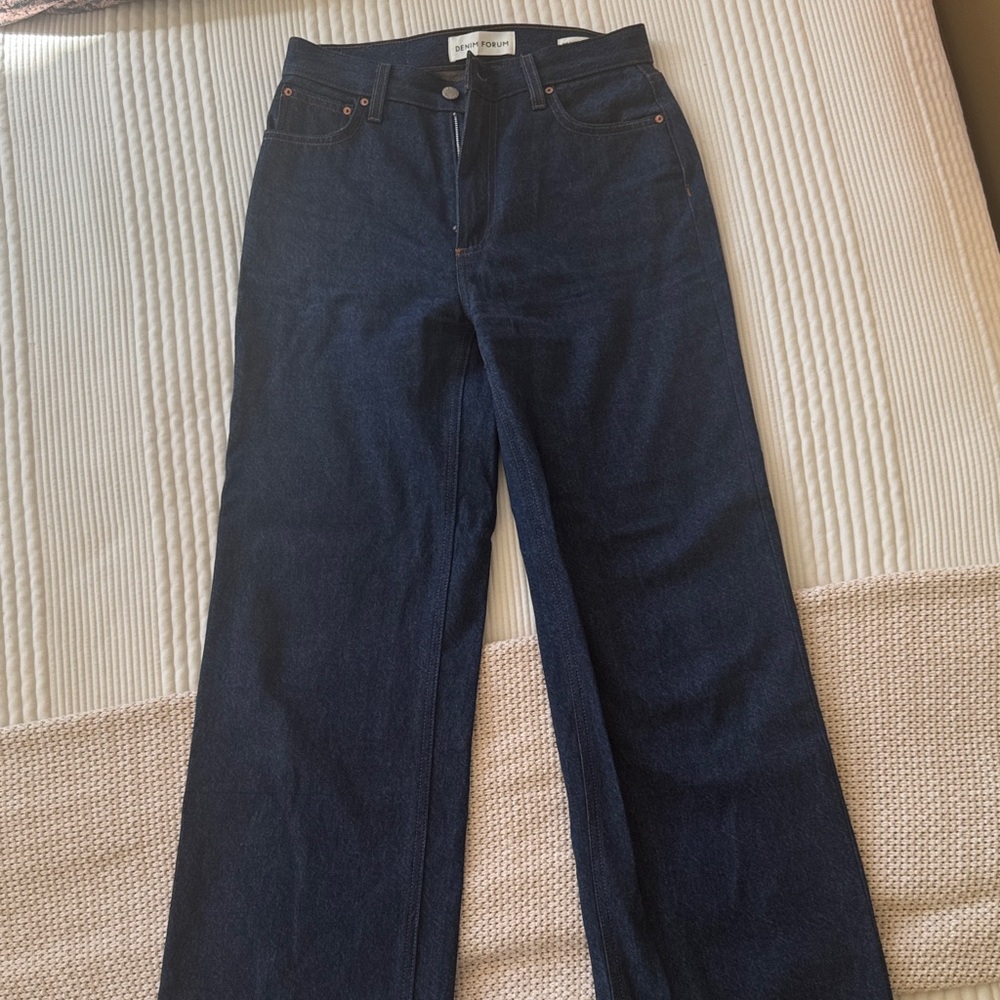 Dark Blue Denim Forum Wide Leg Jeans